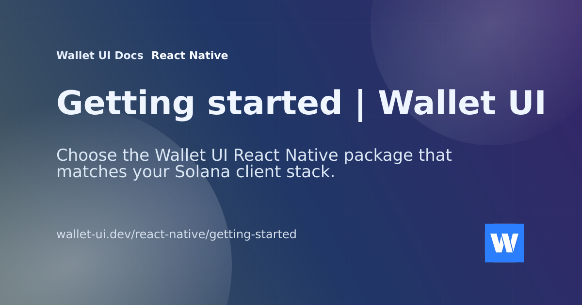 Getting started | Wallet UI