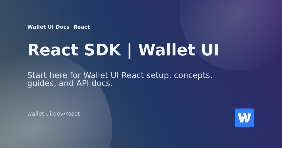 React SDK | Wallet UI