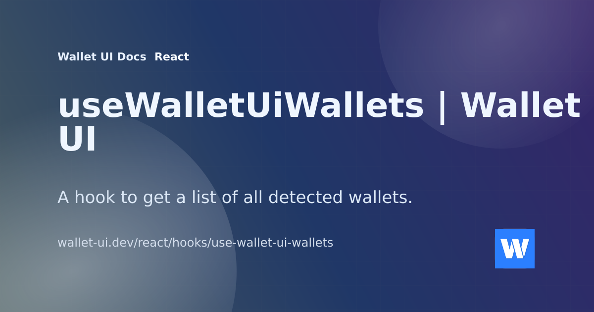 Useewallet useWalletUiWallets | Wallet UI